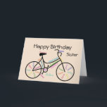 Sister Birthday Önskemål for Bike, Cycling Biking Kort<br><div class="desc">Syster Birthday Bike,  Cycling,  Sport,  Hobby åt henne.  Med uppmuntrande av ord</div>