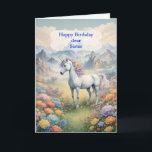 Sister Birthday Unicorn Kort<br><div class="desc">Skicka önskemål för en magisk födelsedag. Önska din syster en lycklig-enhörnfödelsedag. En drömbild av en vit enhörn med regnbåge i ett fält av blommor. i bakgrunden är stora berg.perfekten till ge för dem som har kärlek magiska och mystiska unicorns.</div>