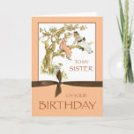 Sister Birthday, Vintage Girls i Apple Träd Kort<br><div class="desc">Önska din syster i Grattis på födelsedagen,  med den söta vintage bild av två flickor sitta och tala i ett äpple träd fyllt med äpplen. Från en syster till en annan,  perfekt kort för att önska henne en söt födelsedag. Vintage bild från Graphics Fairy</div>