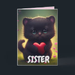 SISTER BLACK CUTE CAT BIRTHDAY CARD TACK KORT<br><div class="desc">SISTER - GRATTIS PÅ FÖDELSEDAGEN - CUTE CAT-KORT</div>