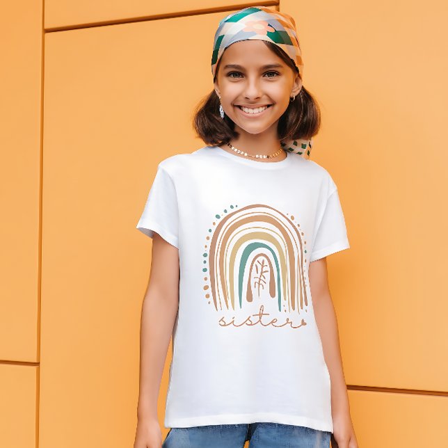 Sister Boho Rainbow och Pastel Design Kids T-Shirt (Skapare uppladdad)