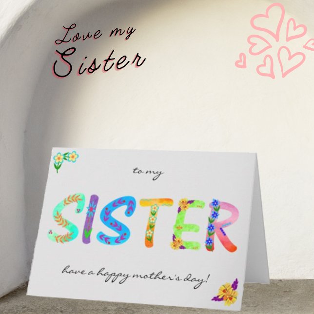 SISTER Bold Blommigt Bohemian Mor's Day Card Kort (Skapare uppladdad)