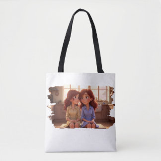 Sister Bond – Beautiful Sisters Illustration Art Tygkasse