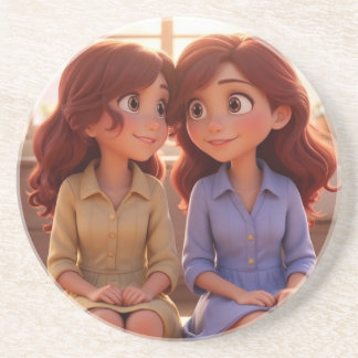 Sister Bond – Beautiful Sisters Illustration Art Underlägg