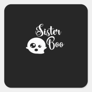 Sister Boo Halloween Fyrkantigt Klistermärke