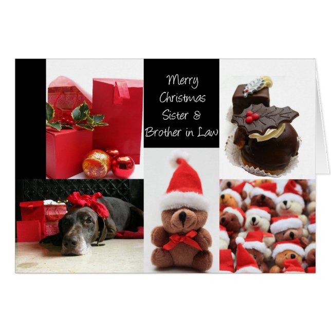 Sister & Brother i Law Red christmas collage Card Hälsningskort (Framsidan Horizontal)