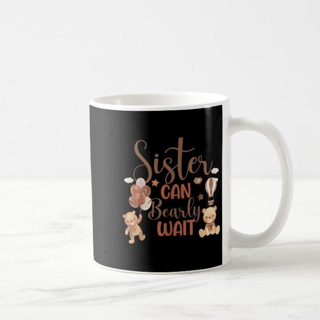 Sister Can Bearly Wait Bear Gender Neutral Boy Bab Kaffemugg (Höger)