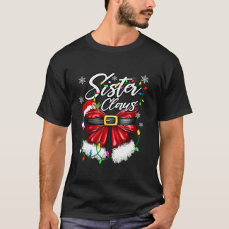 Sister Claus Bestie Par Santa Pajamas Christma T Shirt