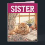 SISTER CUTE CAT BIRTHDAY BIG GREETARD KORT<br><div class="desc">SISTER CUTE CAT-KORT. INSIDLÄSNINGAR: FÖRHOPPNINGEN AV DIN BIRTHDAY ÄR MEOVELÖS</div>