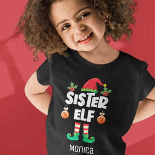 Sister elf-familjens matchande julomsutrustning i t shirt