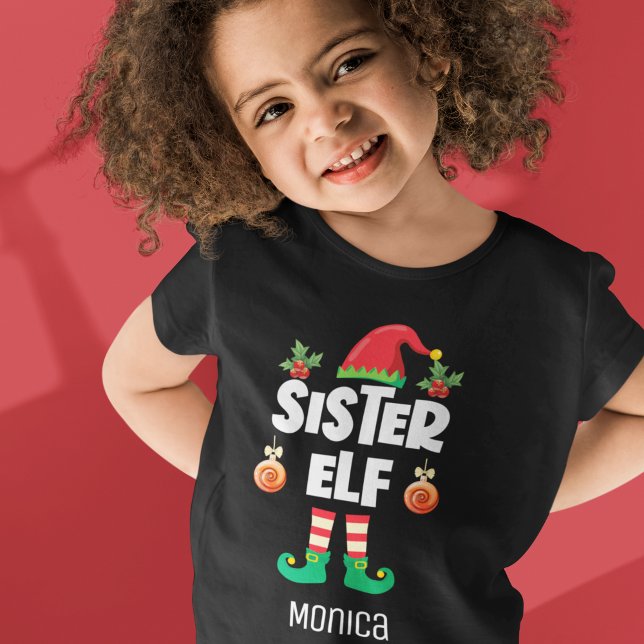 Sister elf-familjens matchande julomsutrustning i  t shirt (Skapare uppladdad)