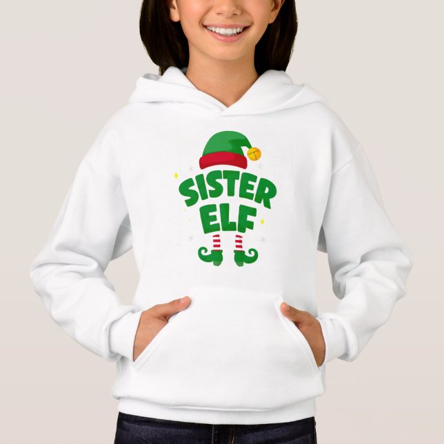 Sister Elf Fun Family Christmas Design T Shirt (Framsida)
