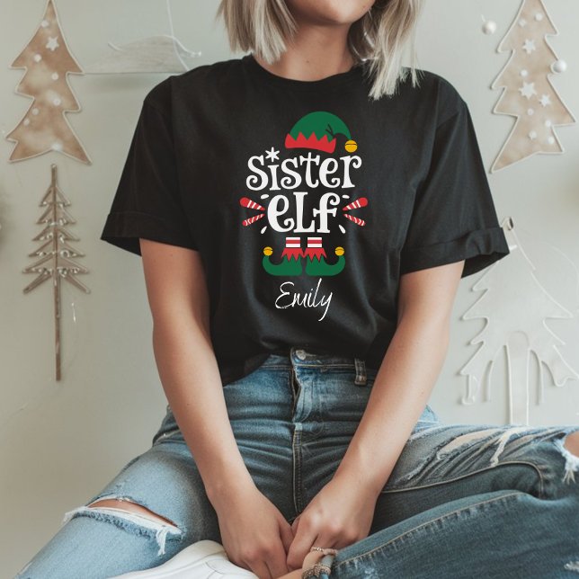 Sister Elf Funny Elf Matching jul Gift T Shirt (Skapare uppladdad)