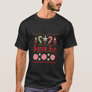 Sister Elf Funny Family Jul Elf T Shirt