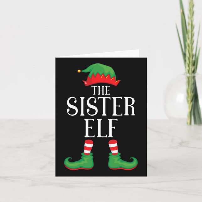 Sister Elf Matching Group Julafton Funny Family Kr Kort (Framsida)
