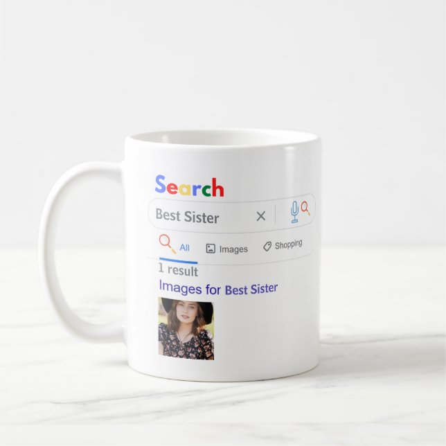 SISTER GIft FUNNY World's BEST SEARCH Engine Kaffemugg (Vänster)