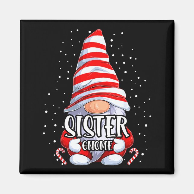 Sister Gnome Christmas Pajamas Matching Family Gro Magnet (Framsidan)