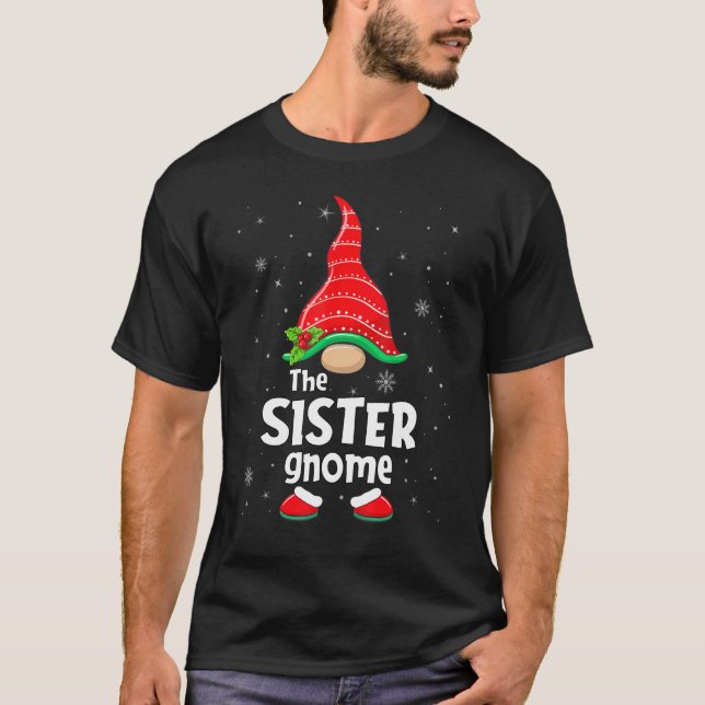 Sister Gnome Matching Family Group Christmas Party T Shirt (Framsida)