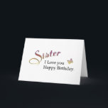 Sister, Grattis på födelsedagen Kort<br><div class="desc">Lila och gult,  enkelt systerfödelsedagskort.</div>