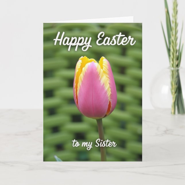 Sister Happy Easter Tulip Photo Card Kort (Framsida)
