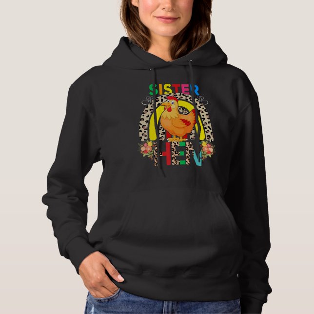 Sister Hen Cute Flowers Hen Leopard Rainbow Mor T Shirt (Framsida)