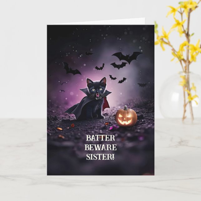 Sister Humous Funny Halloween Cute Kort (Gul blomma)
