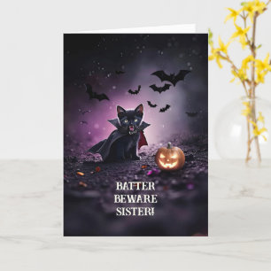 Sister Humous Funny Halloween Cute Kort