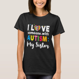 Sister I Kärlek Heart Speciell Autism Awareness T Shirt