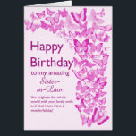 Sister i Lag Birthday Butterflies Hälsningskort<br><div class="desc">En flotta av rosa fjärilar fyller det här födelsedagskortet för en syster-in-Law med glädje. En massa fjärilar stiger upp för att berätta för din svärsyster hur underbar hon är. Hon är säker på att kärlek känner sig som en hjärtefråga i detta uppriktiga budskap.</div>