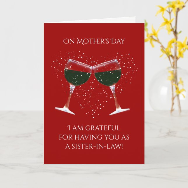 Sister i Law Mors dag Funny Vin Card Kort (Gul blomma)
