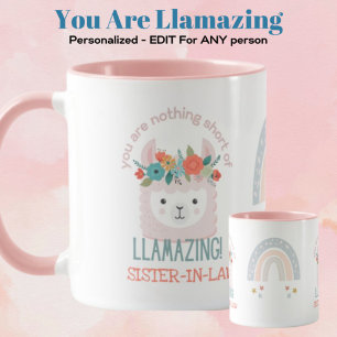 SISTER-IN-LAW CUTE LLAMA Du är ROSA Mugg