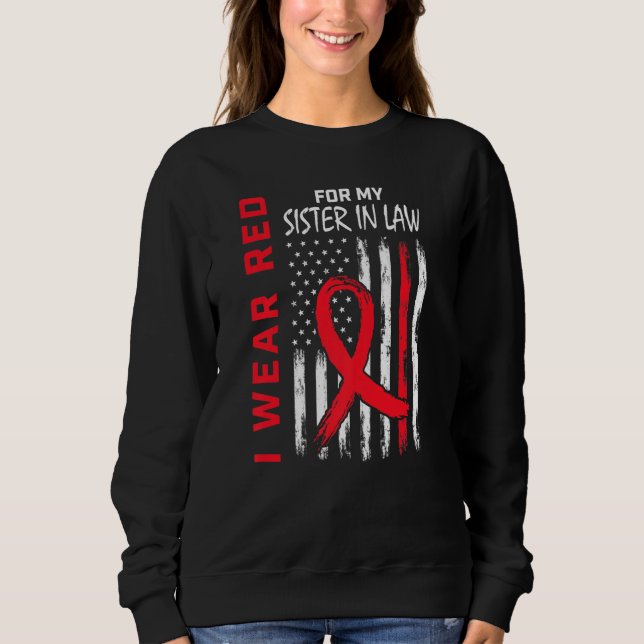 Sister In Law Heart Disease Awareness Flag Matchin T Shirt (Framsida)