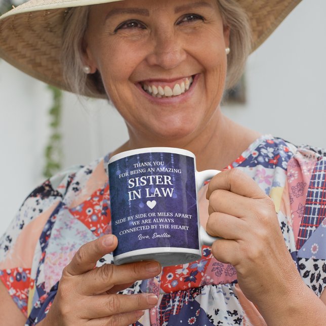 Sister in Law Tack Heartfilt Message Anpassningsba Kaffemugg (Sister In Law Thank You Heartfelt Message Custom Coffee Mug
)