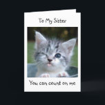 **SISTER** JAG KOMMER INTE ATT SÄGA DIN ÅLDER-GRAT KORT<br><div class="desc">**SISTER** - JAG VILL INTE SÄGA DIN AGE-GRATTIS PÅ FÖDELSEDAGEN (SISTER HUMOR WINKING KATTUNGE STIL)</div>
