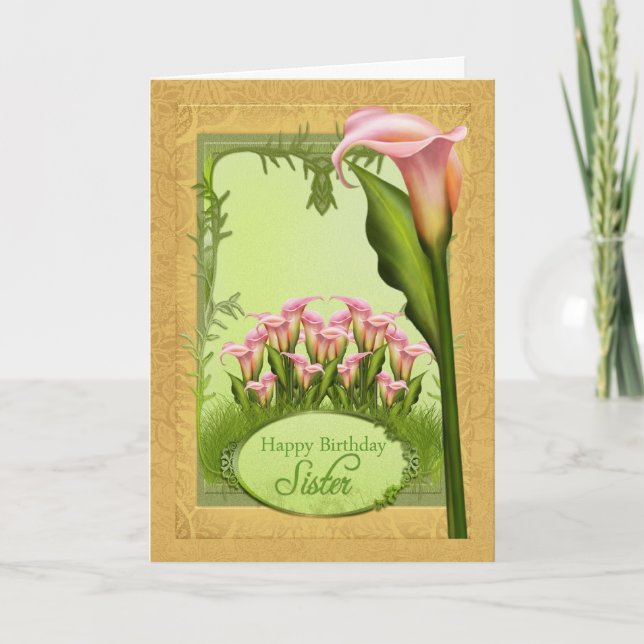 Sister Lily Birthday Greeting Card Kort (Framsida)