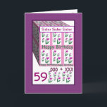SISTER - Lycklig 59:e födelsedagen Kort<br><div class="desc">Detta kort med sina hjärtblommor är ett glatt sätt att önska en speciell någon ett grattis på födelsedagen. All text är anpassade, så att du kan byta ut "Syster" för hennes namn, byta årtal (och du behöver bara ändra det en gång, så ändras det över hela kortet). Och naturligtvis kan...</div>
