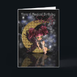 Sister Magic Birthday, söt liten måne-älva av Kort<br><div class="desc">Sister Magic Birthday,  söt lilla måne-älva vid månsjön</div>