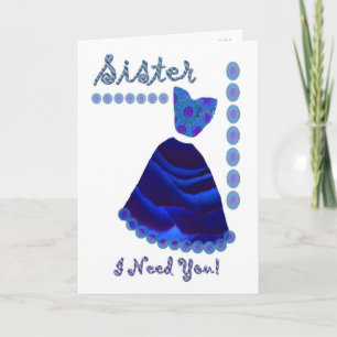 SISTER - Maid of honor med ROYAL BLUE-adress Inbjudan