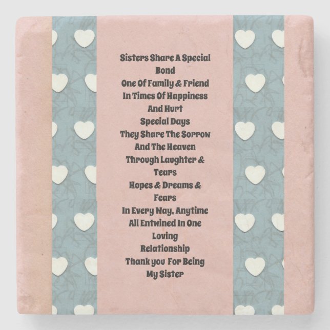 Sister Marshmallow Hearts Stenunderlägg (Framsidan)