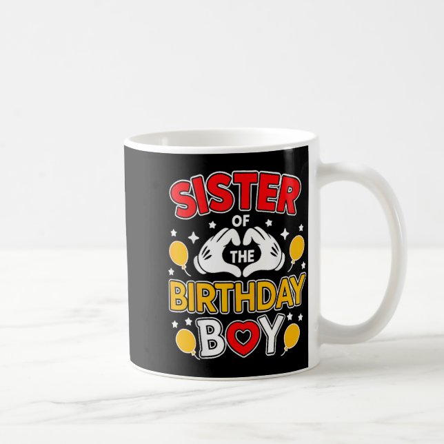Sister Of The Birthday Boy Family Matching Dad Mom Kaffemugg (Höger)