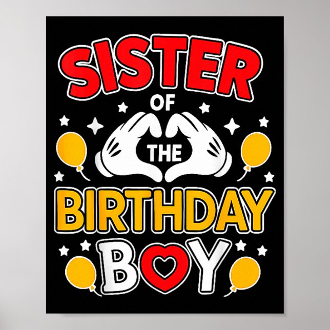 Sister Of The Birthday Boy Family Matching Dad Mom Poster (Framsidan)