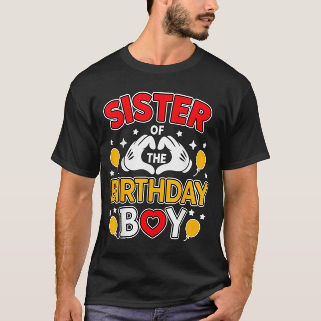 Sister Of The Birthday Boy Family Matching Dad Mom T Shirt (Framsida)