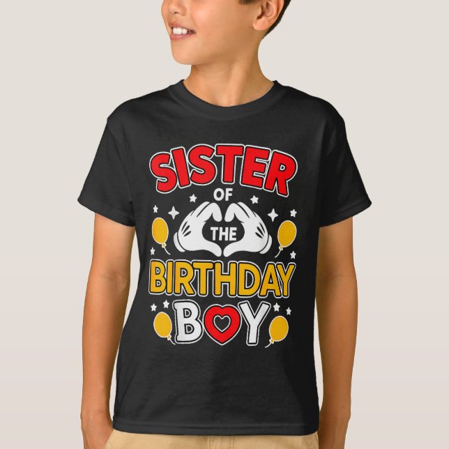 Sister Of The Birthday Boy Family Matching Dad Mom T Shirt (Framsida)