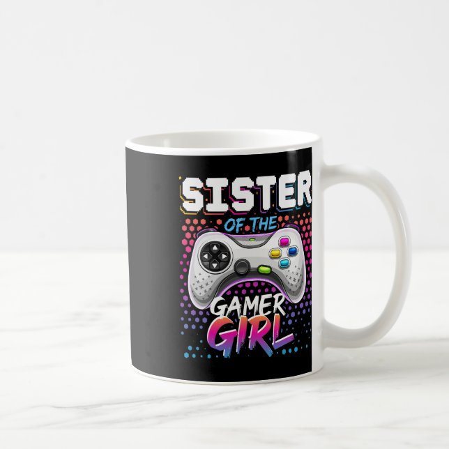 Sister Of The Gamer Girl Matching Video Game Birth Kaffemugg (Höger)
