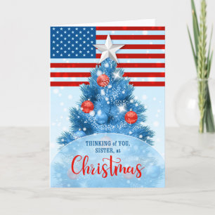 Sister Patriotic Rött vitt blått jul Helgkort