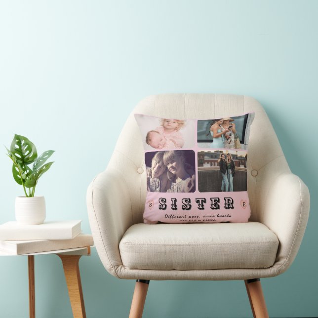 Sister Photo Collage – Different Ages, Same Hearts Kudde (Stol)