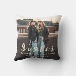 Sister Photo Collage Pillow – Same Hearts Always Kudde