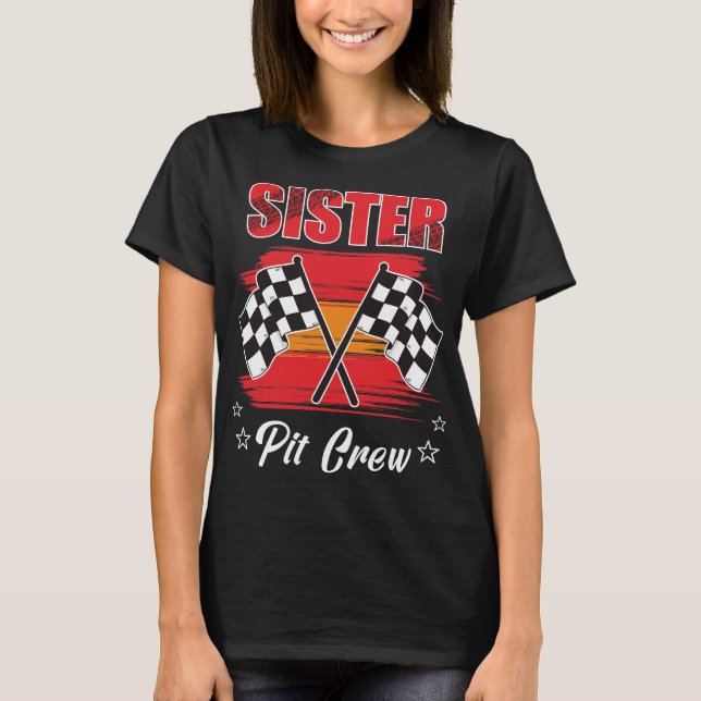 Sister Pit Crew Tävla Car Shirt T Shirt (Framsida)
