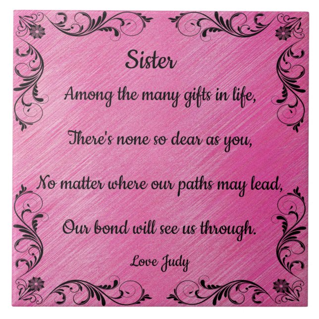 SISTER QUOTE CERAMIC TILE KAKELPLATTA (Framsidan)