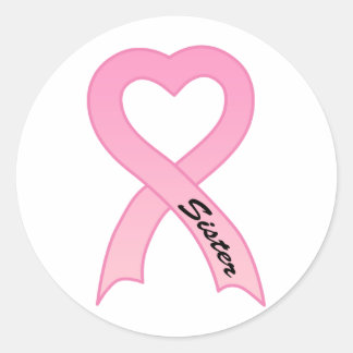 Sister Rosa Ribbon Sticker Runt Klistermärke